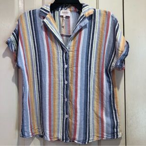 Laundry by Shelli Segal Linen Blend Striped Blouse Size M